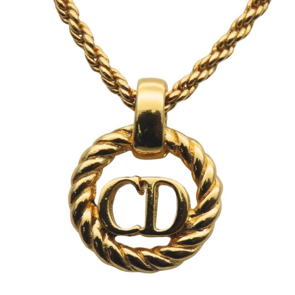 Christian Dior Necklace CD Logo Twisted Metal Gold Plated GP Accessories - Picture 1 of 9
